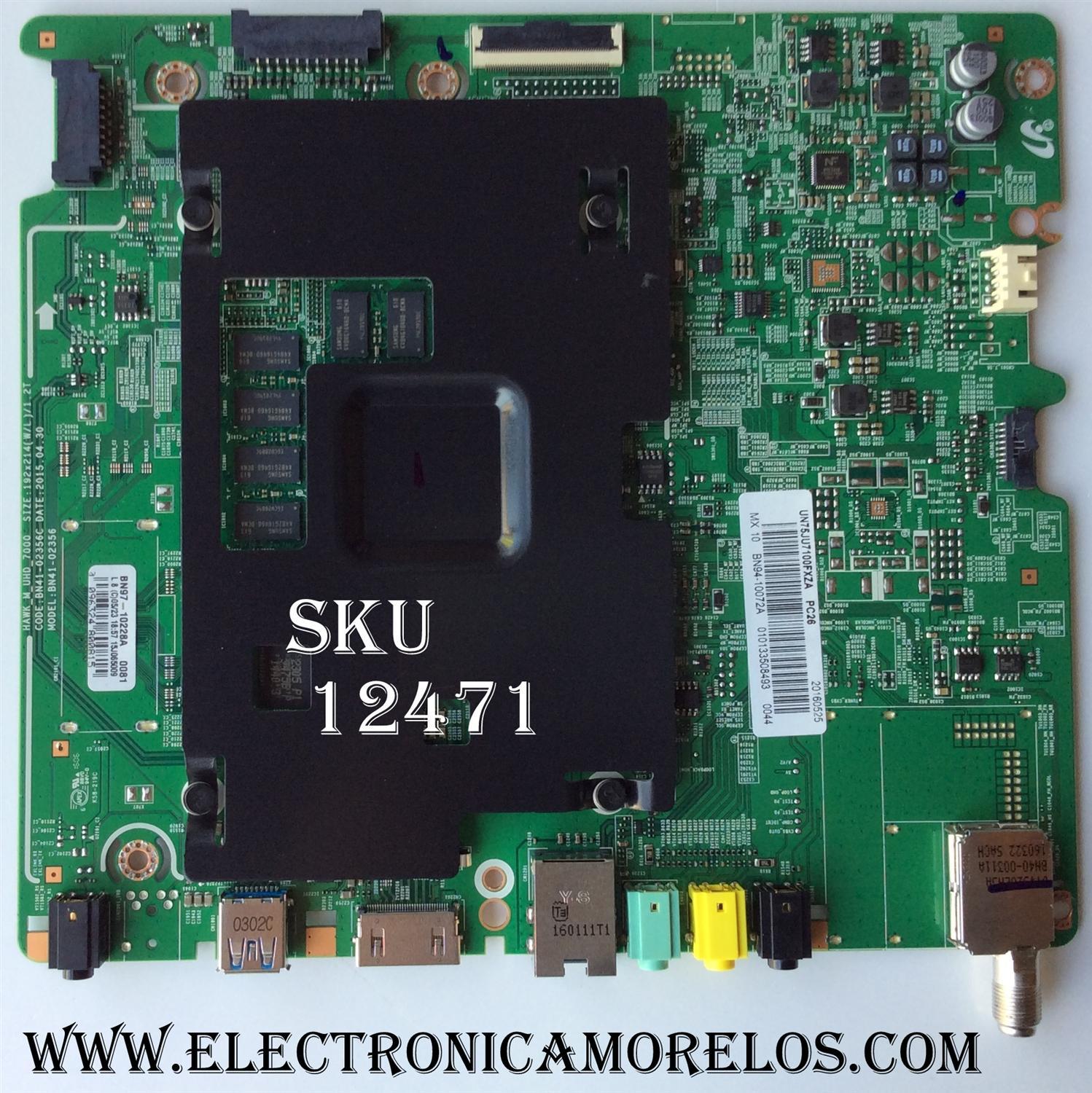 MAIN PARA TV SAMSUNG / NUMERO DE PARTE BN94-10072A / BN41-02356C / BN97-10228A / BN9410072A / PANEL CY-GJ075FLLV3H / MODELO UN75JU7100 / UN75JU7100FXZA US02