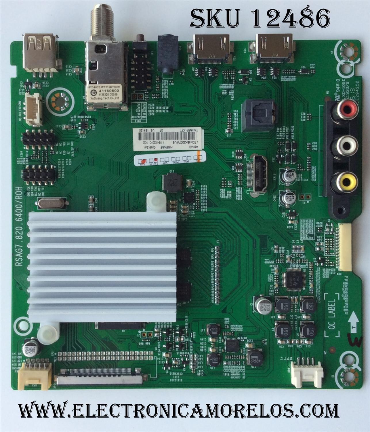 MAIN / HISENSE 184123 / RSAG7.820.6400/ROH / MODELO 48H4C PANEL HD480DF-E32
