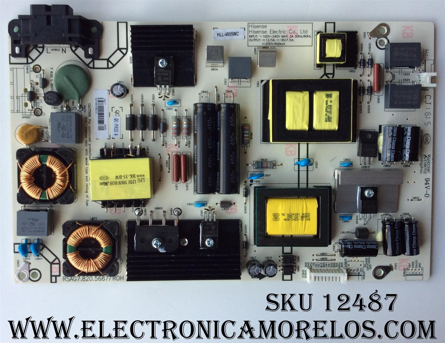 FUENTE DE PODER / HISENSE 195217 / RSAG7.820.5687/ROH / MODELO 48"	