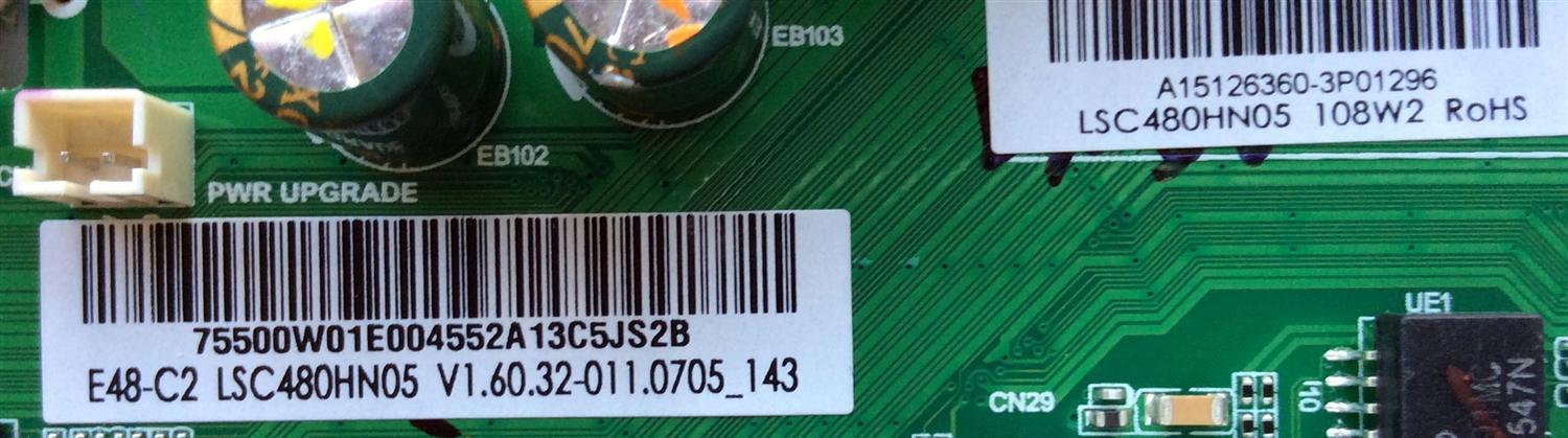 MAIN / FUENTE / (COMBO) / VIZIO / A15126360 / TP.MT5580.PC76 / MODELO E48-C2 LWZQSGBS	 - Imagen 2