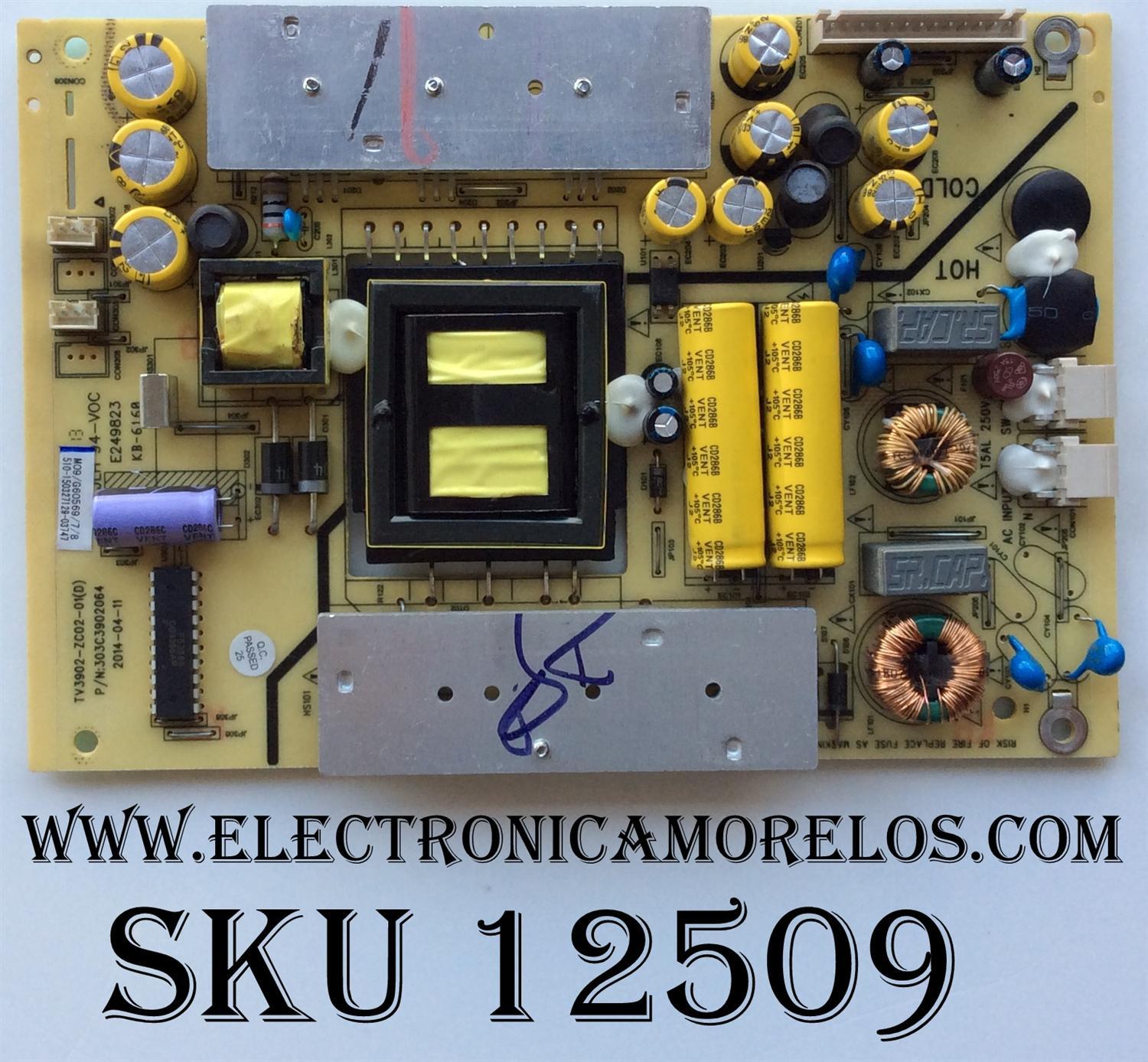 FUENTE DE PODER  HAIER 510-150327129 / TV3902-ZC02-01(D) / 303C3902064 / COMPATIBLE PARA DIFERENTES MARCAS Y MODELOS POLAROID MHDV4233-U4 / TCL LE40D8810 / HAIER 40E3500 / LE40M600CF / LE40M600M80 / JVC LT40C550 / ELEMENT ELEFW408 LE-40G36Y / ELEFW408