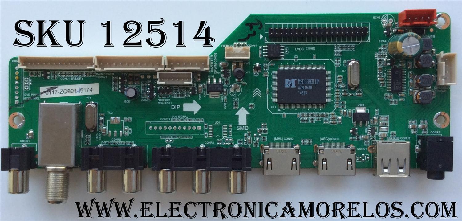 MAIN / RCA 50GE01M3393LNA35-E4 / LD.M3393.B / 0117-ZQ801 / MODELO LED50B45RQ	