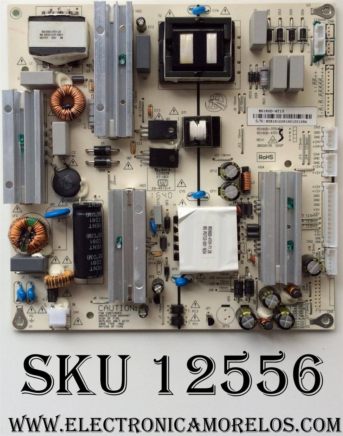 FUENTE DE PODER / RCA RS160D-4T13 / 3BS0013502GP / RS160D-3T13 / MODELO RLDED5098-UHD	