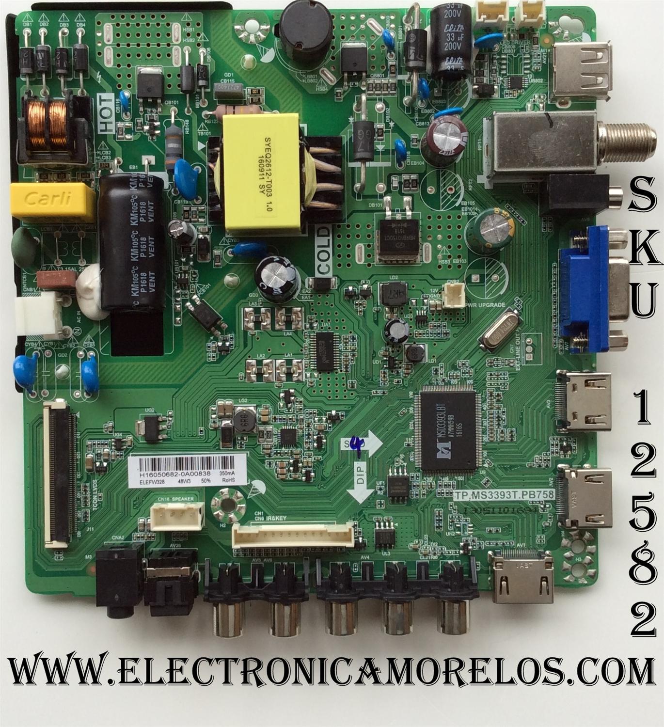 MAIN / FUENTE / ELEMENT H16050682 / TP.MS3393T.PB758 / MODELO ELEFW328	