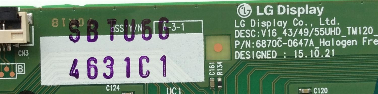 T-CON PARA TV LG NUMERO DE PARTE 6871L-4631C / 4631C / 6870C-0647A / PANEL LC550EGE(FJ)(M3) / MODELO 55UH6030-UC.AUSWLJR	 - Imagen 2