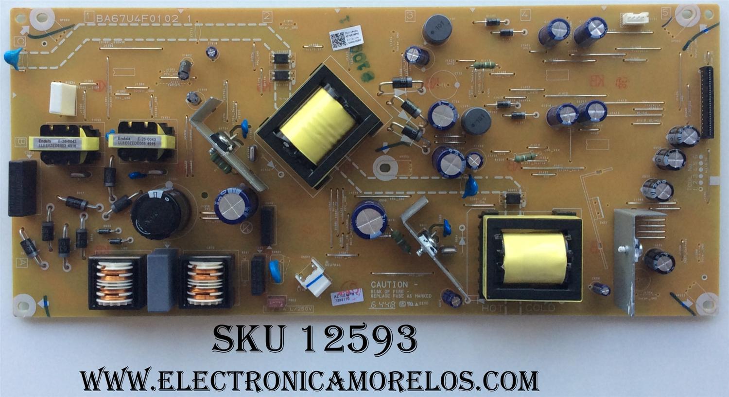 FUENTE DE PODER  PHILIPS / AZ7UEMPW / BA67U4F0102 1 / AZ7UE-MPW / MODELO 50PFL5601/F7 B DS3A	