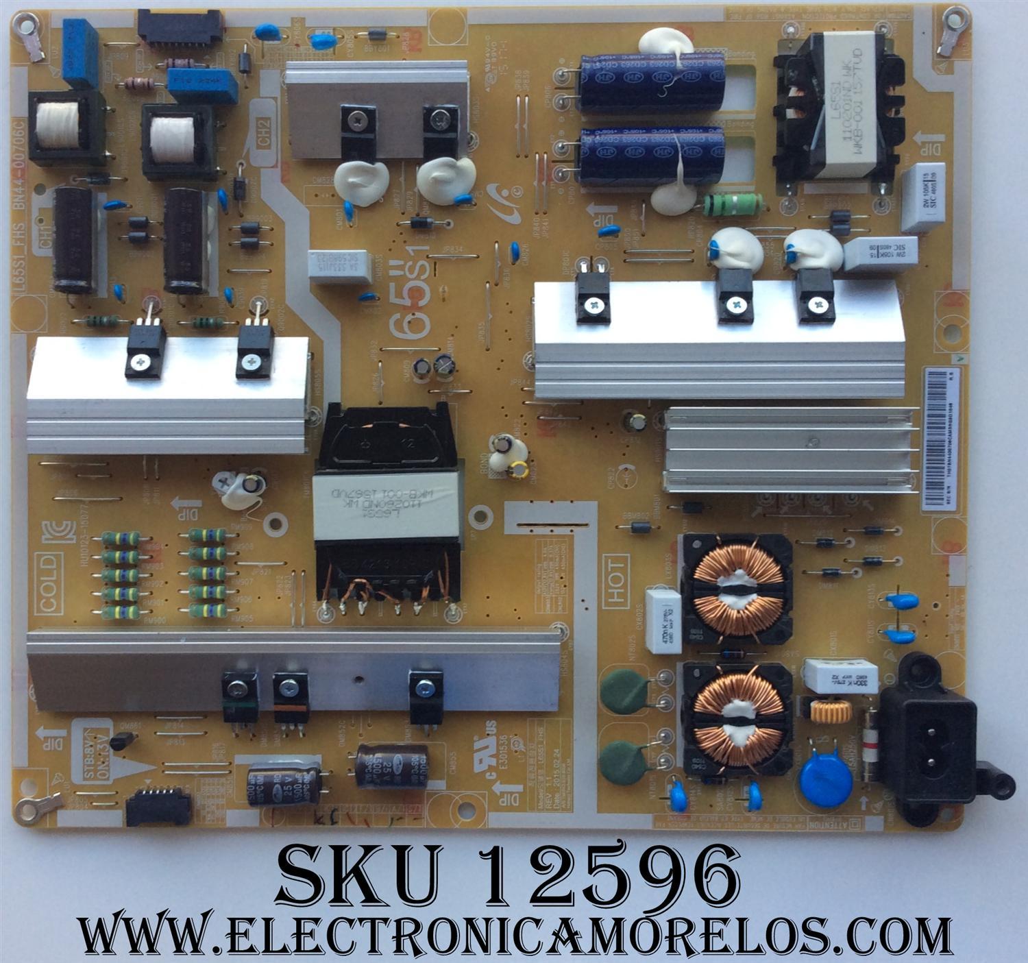 FUENTE DE PODER / SAMSUNG BN44-00706C / L65S1_FHS / MODELO HG65NE690EFXZA AA01	
