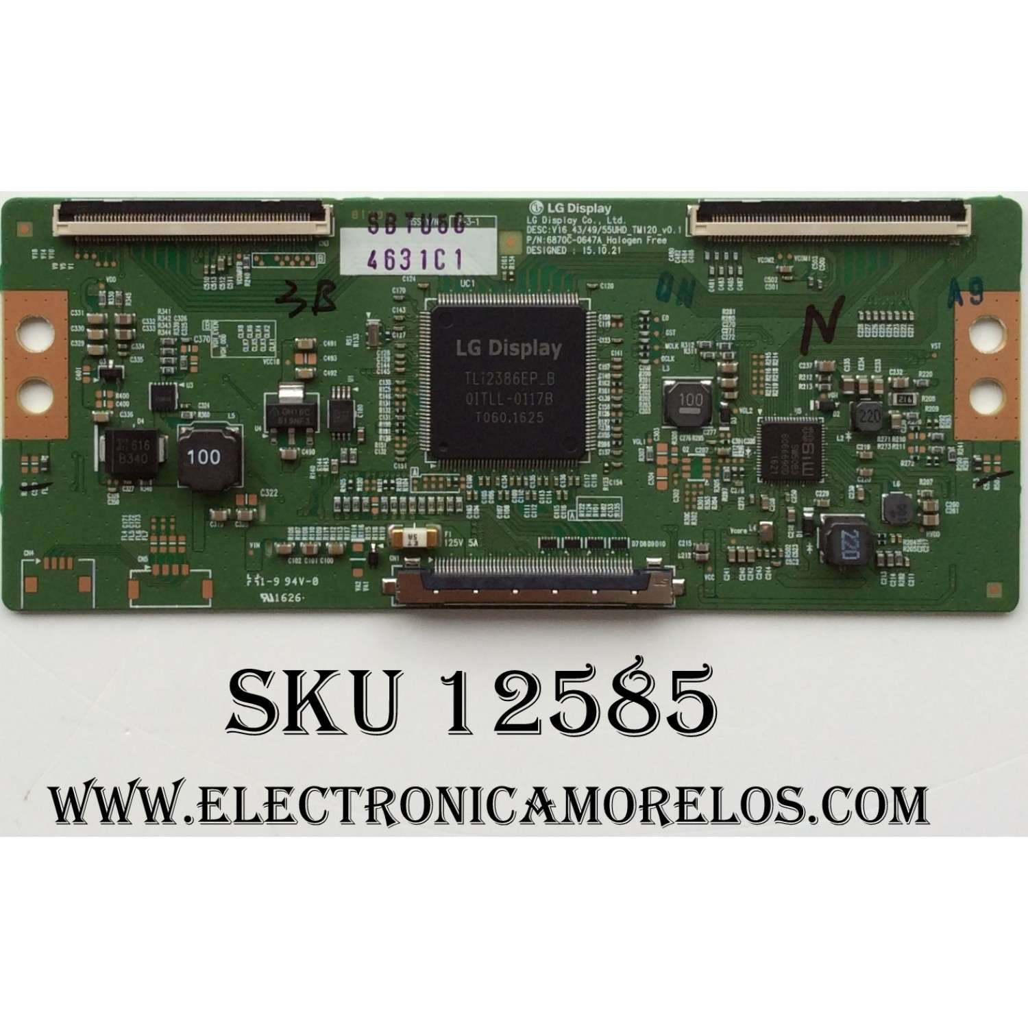 T-CON PARA TV LG NUMERO DE PARTE 6871L-4631C / 4631C / 6870C-0647A / PANEL LC550EGE(FJ)(M3) / MODELO 55UH6030-UC.AUSWLJR	