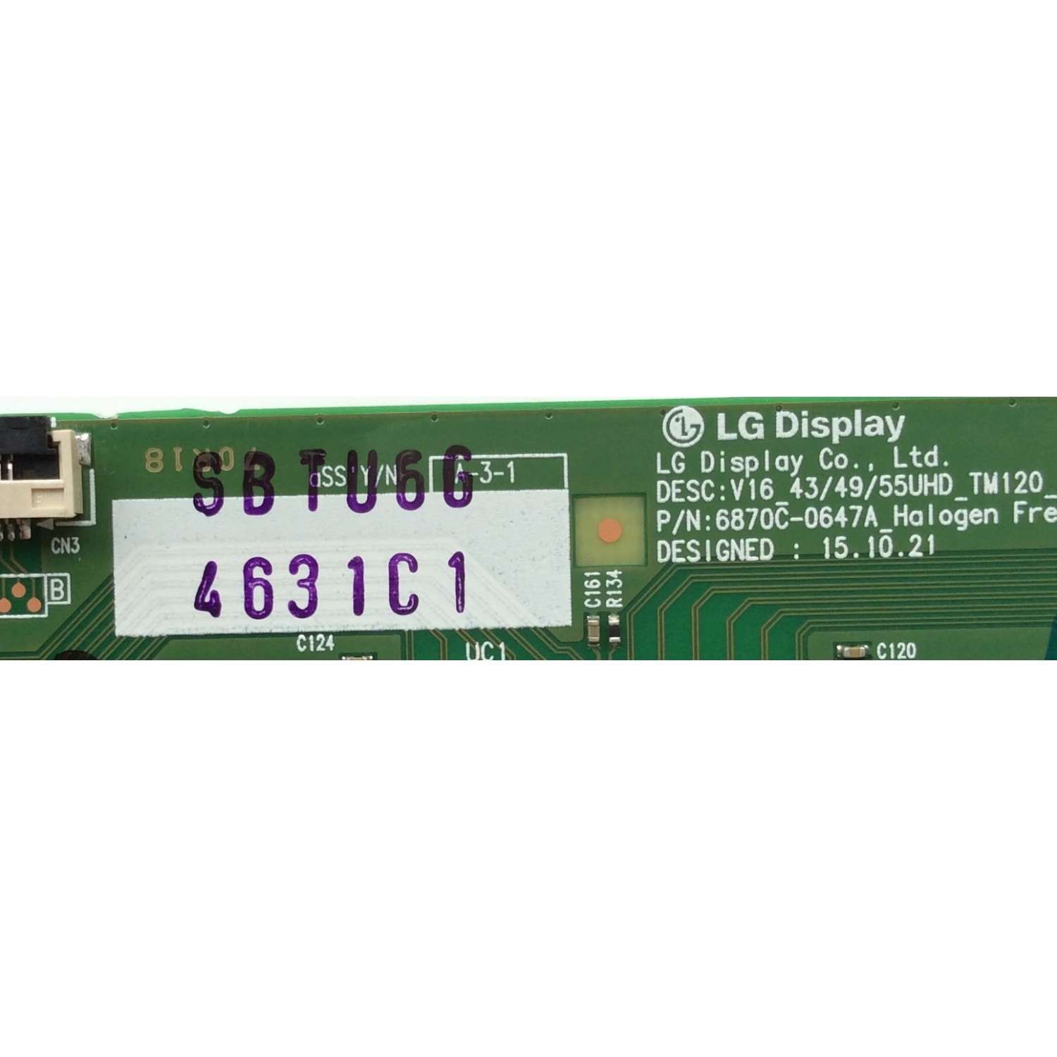T-CON PARA TV LG NUMERO DE PARTE 6871L-4631C / 4631C / 6870C-0647A / PANEL LC550EGE(FJ)(M3) / MODELO 55UH6030-UC.AUSWLJR	 - Imagen 2