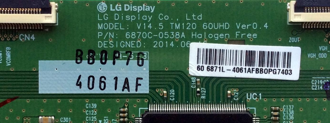 T-CON / SHARP 6871L-4061A / 4061A / 6870C-0538A / PANEL HE600HU-B21\S2\XP\GM\ROH / MODELOS LC-60N6200U / LC-60N7000U - Imagen 2