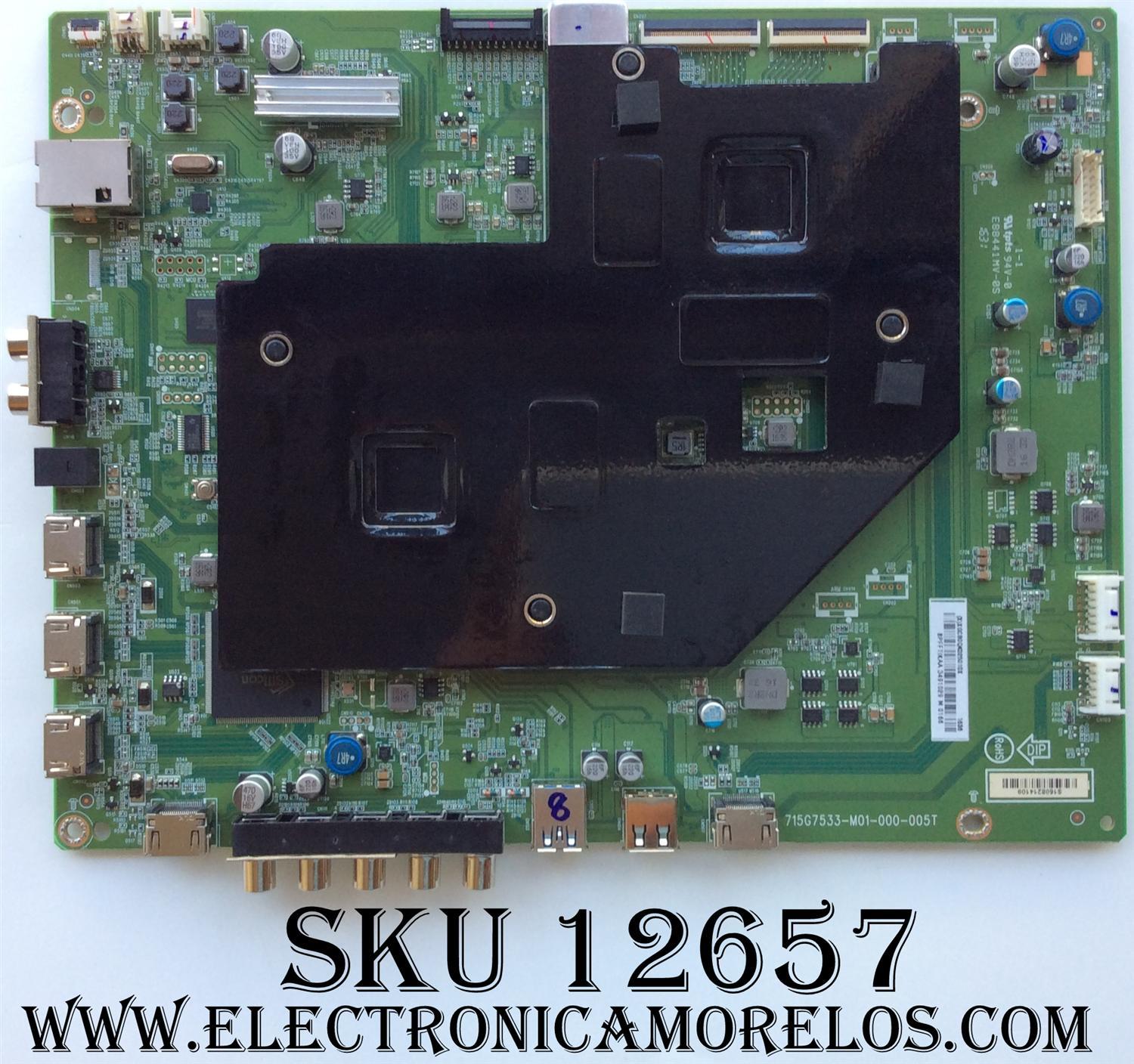 MAIN PARA TV VIZIO 4K UHD SMART TV / NUMERO DE PARTE 756TXGCB0QK025 / 715G7533-M01-000-005T / XGCB0QK025 / (X)XGCB0QK025010X / 756TXGCB0QK0250 / XGCB0QK0250 / PANEL TPT550U2-EQLSJA.G REV:SC4C / MODELO P55-C1 / P55-C1 LTM7TM / P55-C1 LTM7TMDS