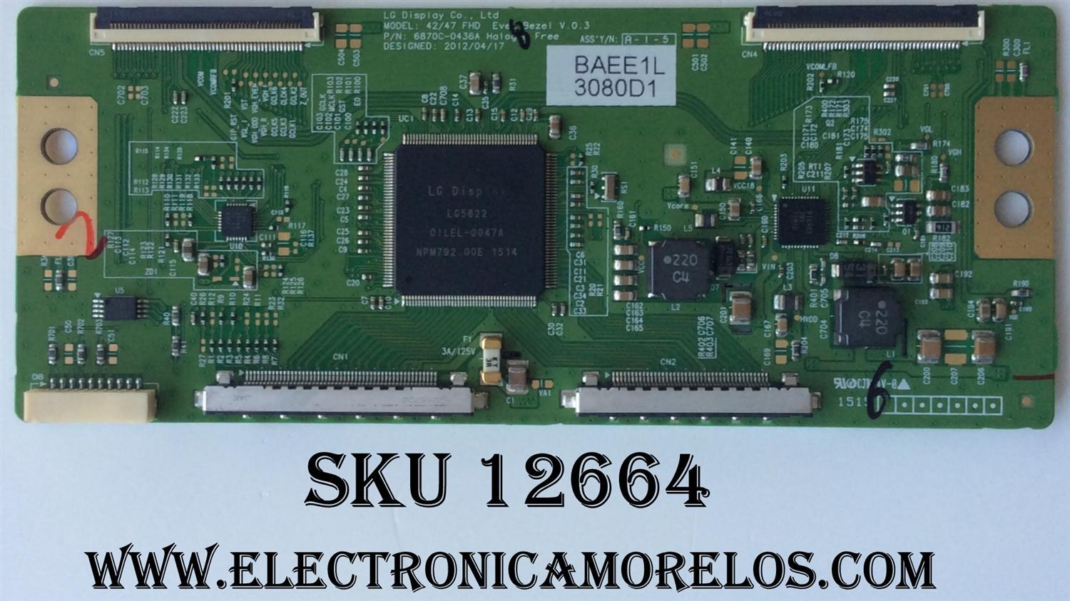 T-CON / LG 6871L-3080D / 6870C-0436A / 3080D / MODELO 47WS50MS-BL AUSOLJM / PANEL LD470EUP(SE)(A1)	