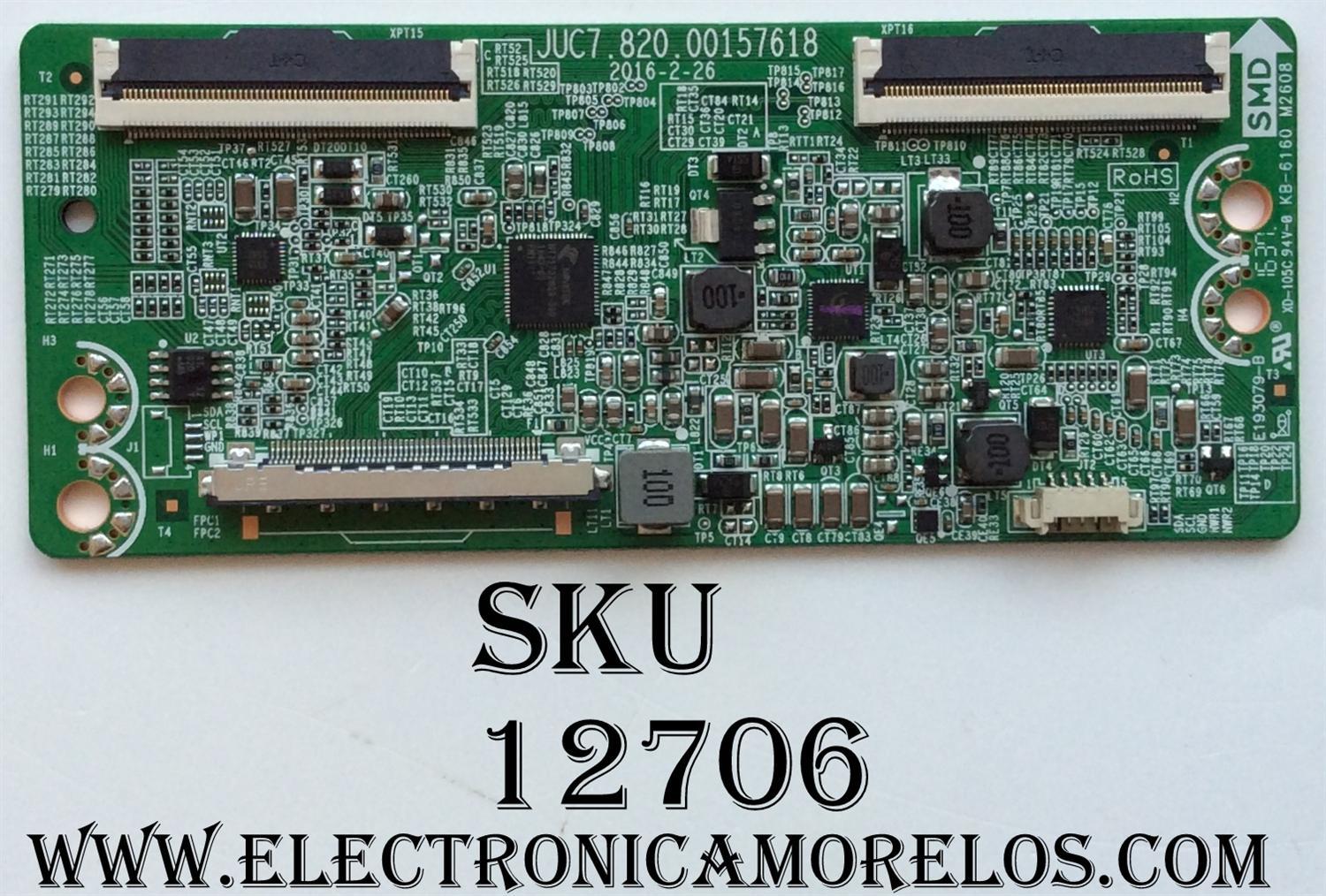 T-CON / HITACHI 999H6R TS-32 / JUC7.820.00157618 / MODELO 43R5 / PANEL T430HVN01.7	