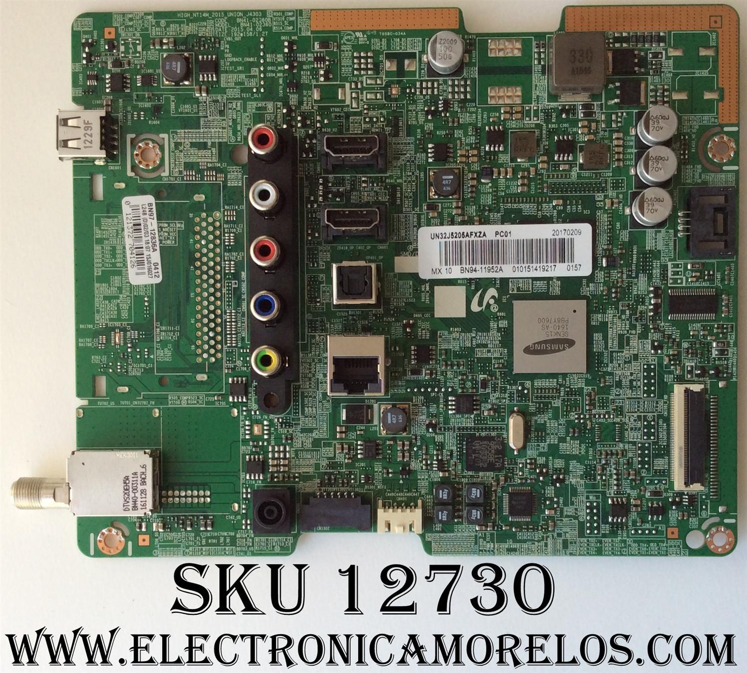 MAIN FUENTE (COMBO) PARA TV SAMSUNG / NUMERO DE PARTE BN94-11952A / BN41-02360B / BN97-12836A / BN9411952A / PANEL JJ032BGE-R1 RR01 / MODELO UN32J5205 / UN32J5205AFXZA LS03
