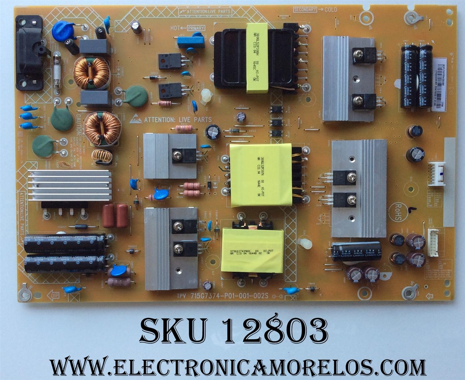 FUENTE DE PODER / VIZIO PLTVFY24GXXB8 / 715G7374-P01-001-002S / FY24GXXB8 / (X)PLTVFY24GXXB8 / MODELO E65-E1 LTM7VKAT
