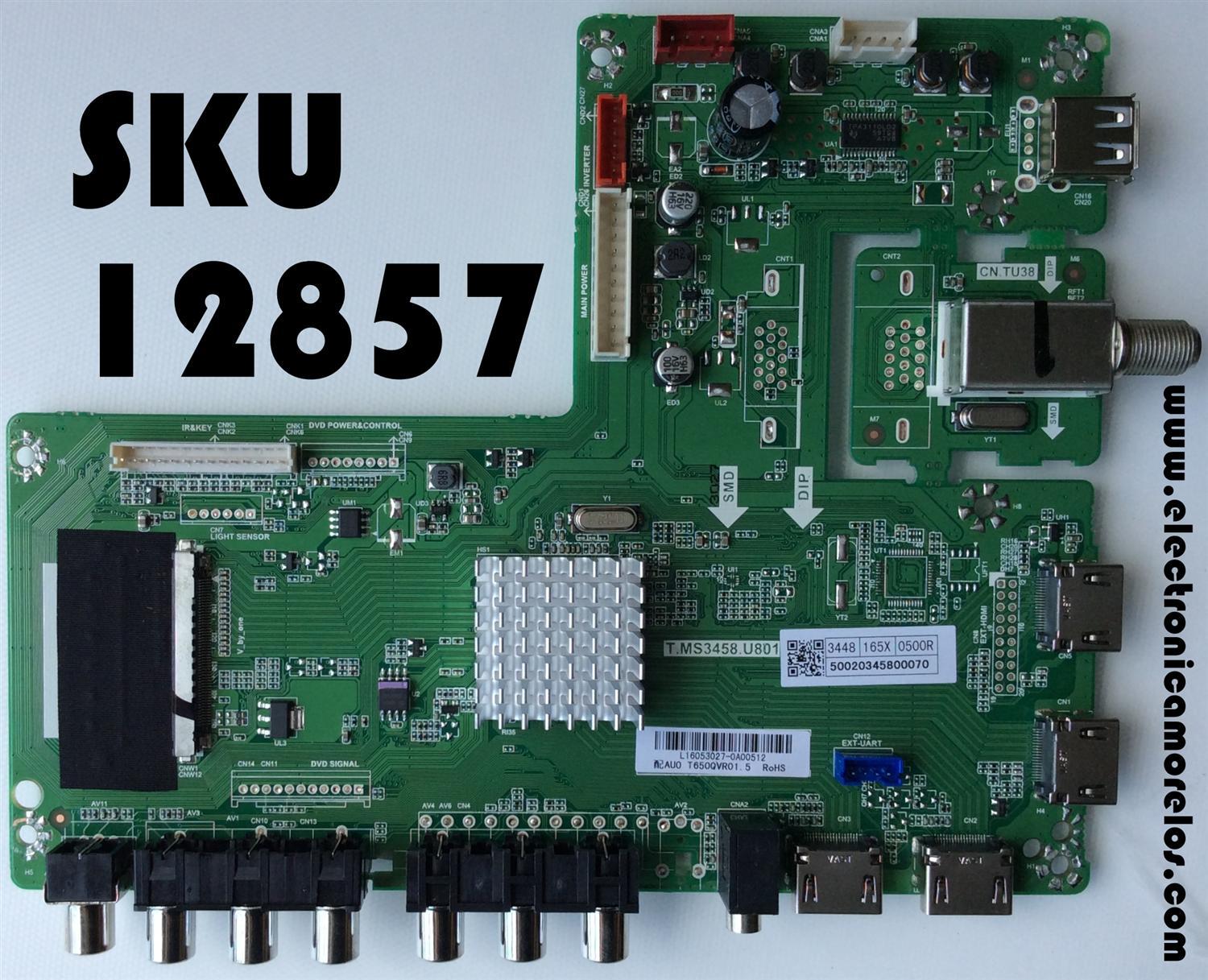 MAIN / HITACHI 50020345800070 / L16053027  / T.MS3458.U801 / MODELO 65L6 / PANEL T650QVR01.5	