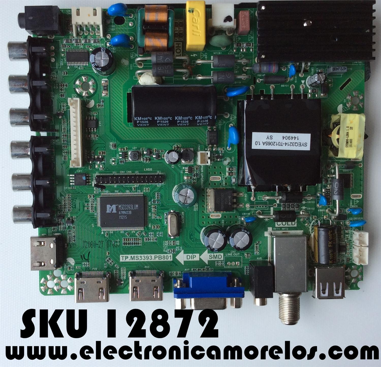 MAIN / FUENTE / (COMBO) RCA K15062080 / 40GE0010344-A1 / TP.MS3393.PB801 / MODELO LED40G45RQ / PANEL LSC400HM09-12V	