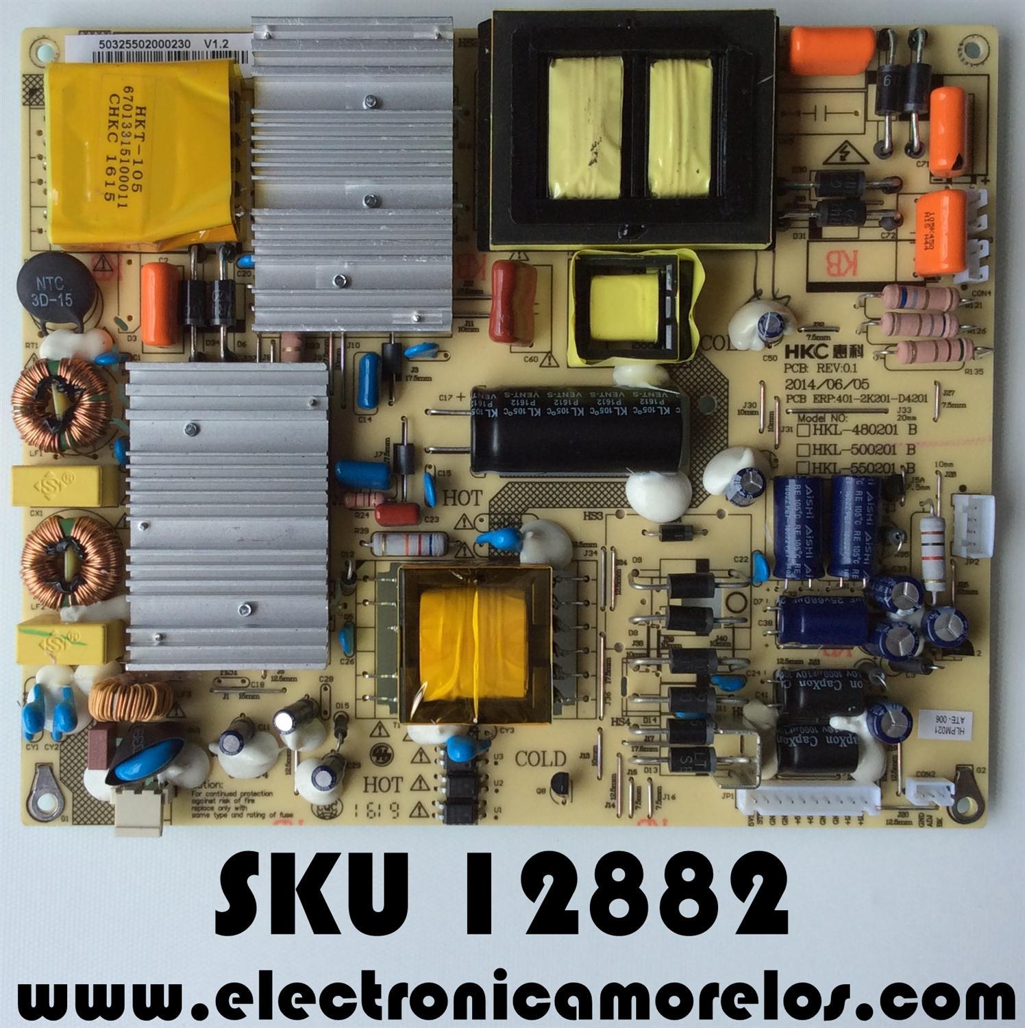 FUENTE DE PODER / HAIER 50325502000230 V1.2 / 401-2K201-D4201 / HLPM021 / HKL-550201 B / MODELO 55DR3505	