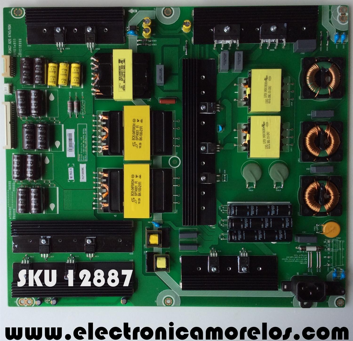 FUENTE DE PODER / SHARP 196114 / HLP-5065WL / RSAG7.820.6745/ROH / MODELO LC-70N7100U
