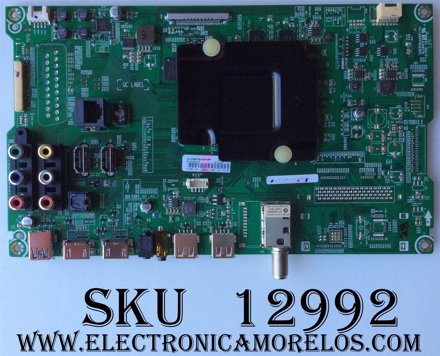MAIN PARA TV HISENSE SMART TV / NUMERO DE PARTE 201222 / RSAG7.820.6591/ROH / HU43K325UW / 192749 / PANEL HD426DU-B51(010)\S1\XP\GM\ROH / DISPLAY T430QVN02.1 / MODELO LC-43N6100U