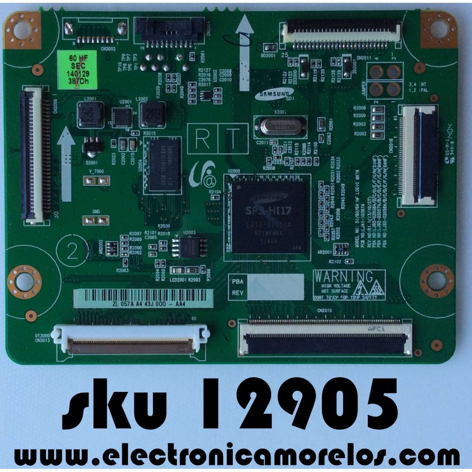 MAIN LOGICA / SAMSUNG BN96-30194A / LJ92-02057A / LJ92-02038A / LJ92-02058A / MODELO PN60F5300BFXZA TS02 / PANEL PP60FF050A