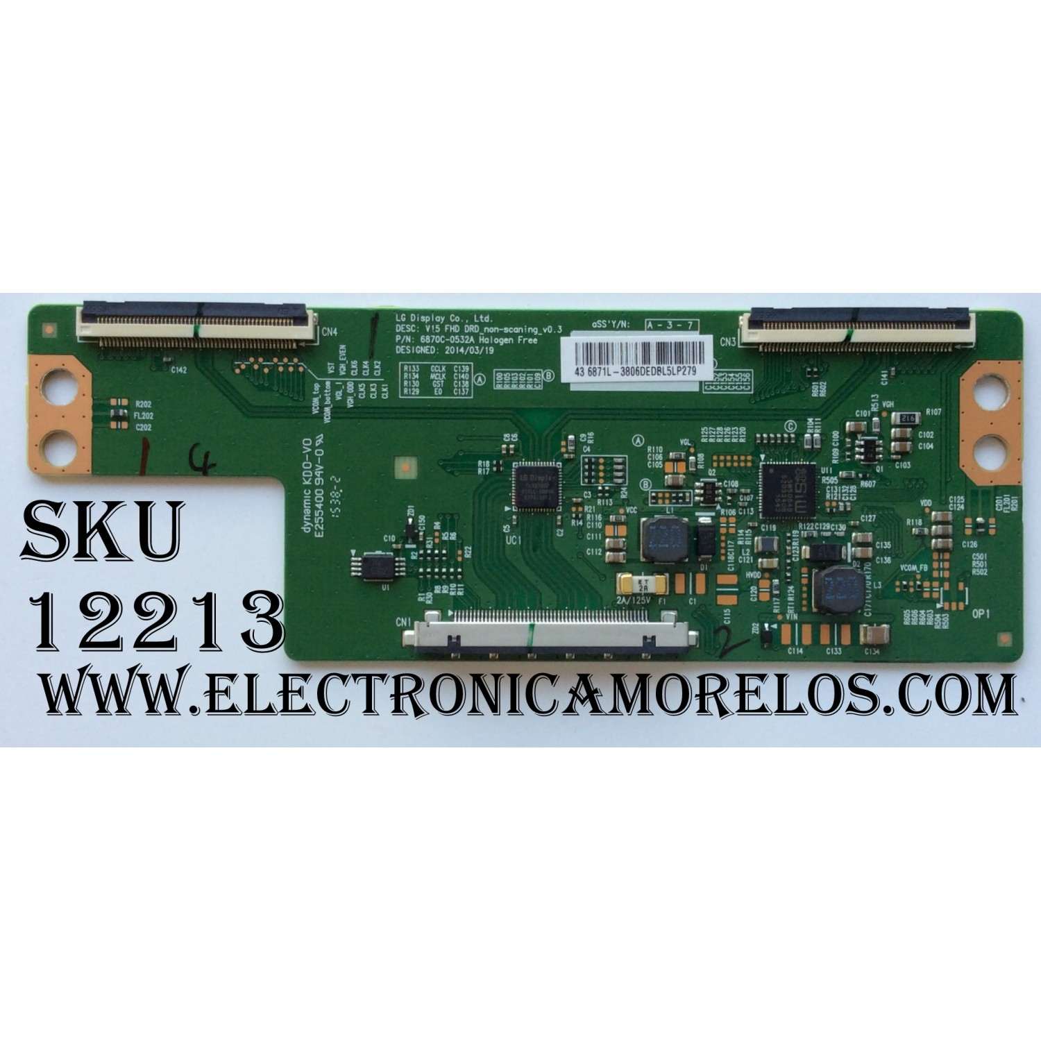 T-CON PARA TV LG / NUMERO DE PARTE 6871L-3806D / 6870C-0532A / 3806D / PANEL NC430DUE / DISPLAY LC430DUY (SH)(A3) / MODELOS 43LF5100-UA / 43LF5100-UF / 43LF5400-UB / 43LF5900-UB / 43LH5700-UD / 43LH5700-UD.BUSWLOR / MAS MODELOS EN DESCRIPCIÓN...