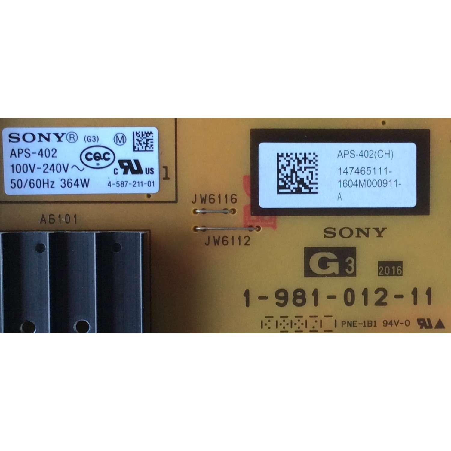 FUENTE DE PODER PARA TV SONY / NUMERO DE PARTE 1-474-651-11 / 1-981-012-11 / APS-402 / 147465111 / APS-402(CH) / PANEL YD6S750DTD01 / MODELO XBR-75X940D / XBR75X940D - Imagen 2