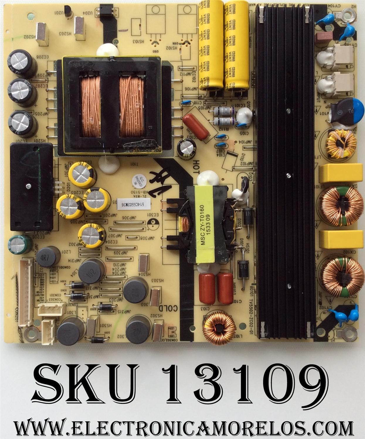 FUENTE DE PODER / JVC 514C54502M36 / TV5502-ZC02-01 / MODELO LT-55UE76	
