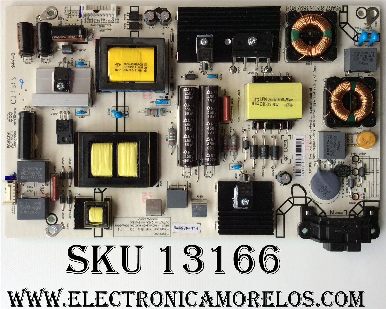 FUENTE DE PODER / SHARP 192022 / HLL-4255WE / RSAG7.820.6389/ROH / MODELO LC-43N7000U / PANEL  HE426HU-B51\XP\GM\ROH