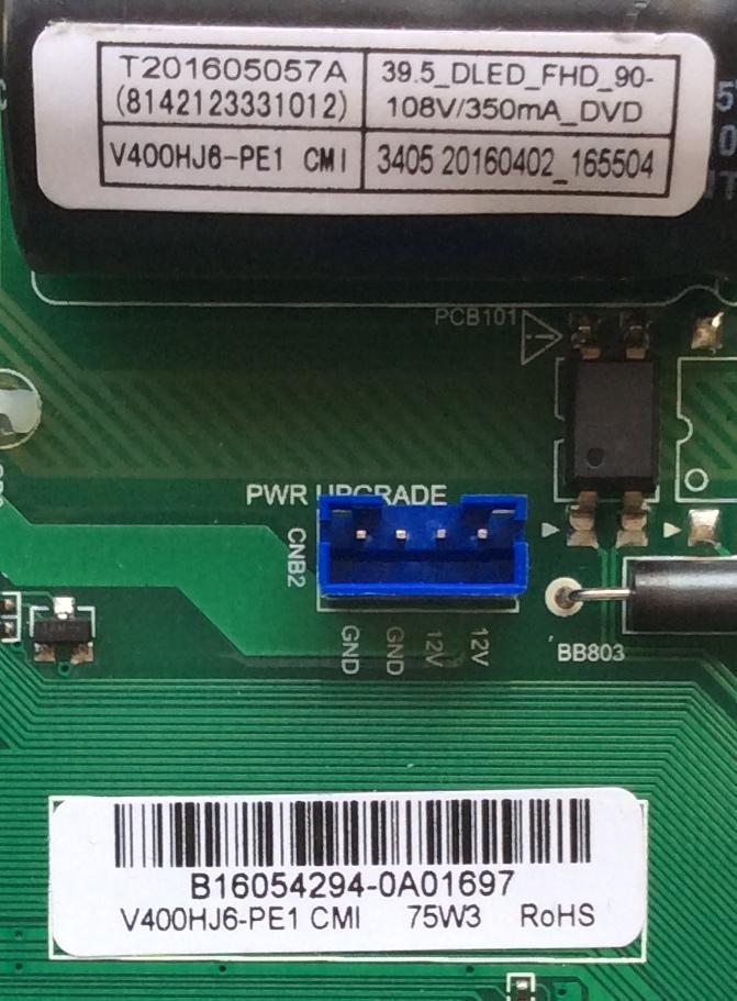 MAIN / FUENTE / SCEPTRE / 8142123331012 / B16054294 / TP.MS3393.P712 / T201605057A / MODELO E40 / PANEL V400HJ6-PE1 	 - Imagen 2