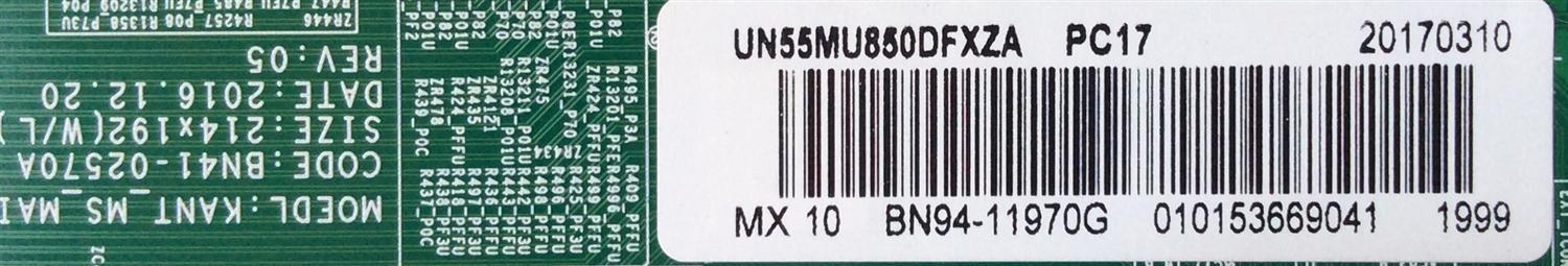MAIN PARA TV SAMSUNG / NUMERO DE PARTE BN94-11970G / BN41-02570A / BN97-12864A / BN9411970G / PARTE SUSTITUTA BN94-12540G / PANEL CY-UM055FLLV3H / MODELO UN55MU850 / UN55MU850DFXZA FA01 - Imagen 2