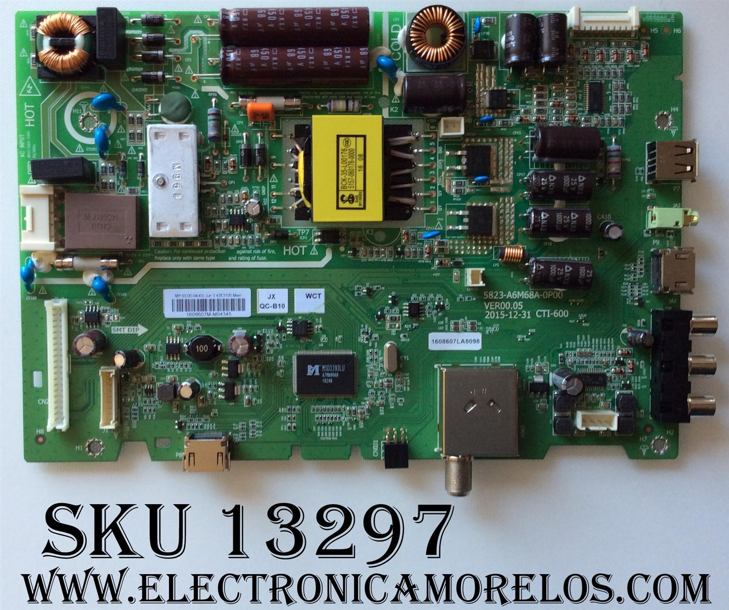 MAIN FUENTE (COMBO) PARA TV LG / NUMERO DE PARTE 5823-A6M68A-0P00 / 43E3100 / 1608607LA8098 / 1608607M / DISPLAY LC430DUY (SH)(A1) / MODELO 43LH5000-UA / 43LH5000-UA.CUSWLH