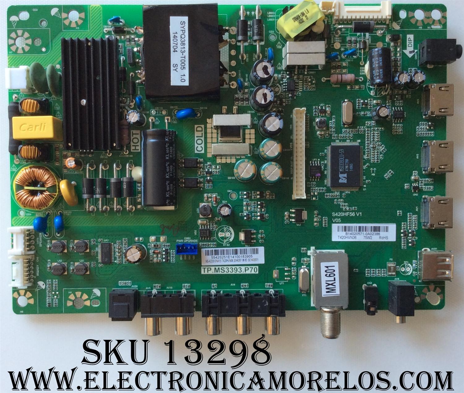 MAIN / FUENTE (COMBO) INSIGNIA 55.42S25.1E1 / B14020571 / 5542S251E1 / TP.MS3393.P70 / MODELO NS-42D510NA15 / PANEL T420HVN06	
