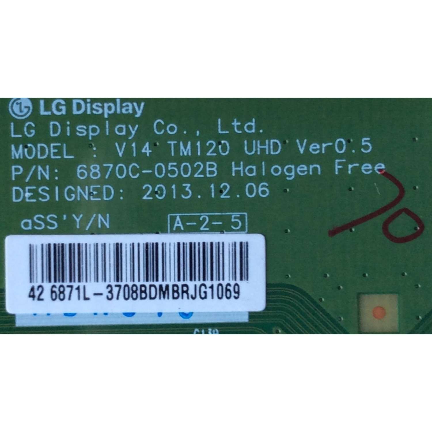 T-CON / CHANGHONG / 3708B / 6871L-3708B / 6870C-0502B / MODELO UD42YC5500UA	 - Imagen 2
