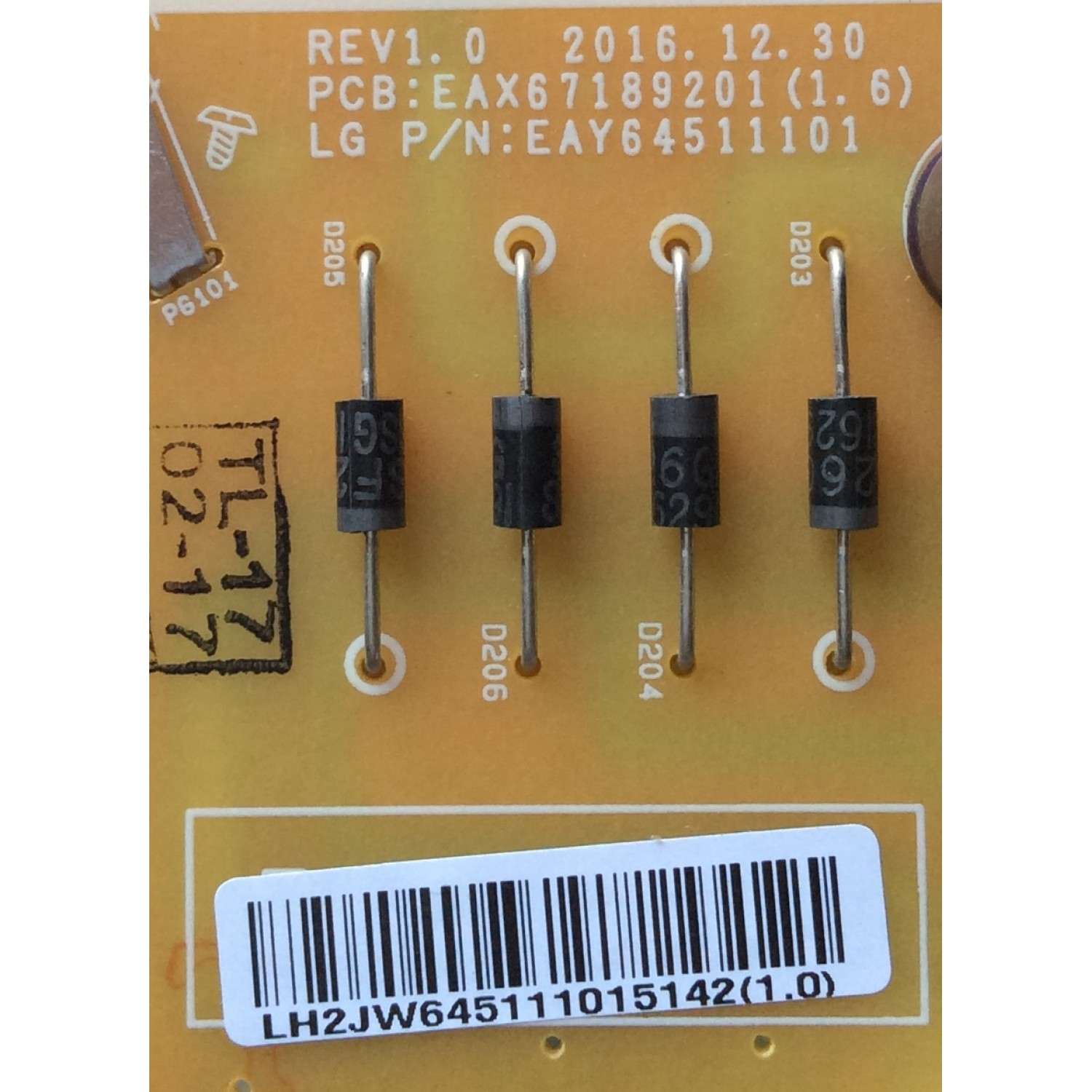FUENTE DE PODER PARA TV LG ORIGINAL / NUMERO DE PARTE EAY64511101 / EAX67189201(1.6) / LGP49DJ-17U1 / 64511101 / EAX67189201 / DISPLAY HV490QUB-N8F / MODELOS 49UK6090PUA / 49UK6200PUA / 49UK6250PUB / 49UJ6300-UA / 49UJ6300-US / 49UM6900PUA / 49UM6950DUB / 49UJ6350-UC - Imagen 2