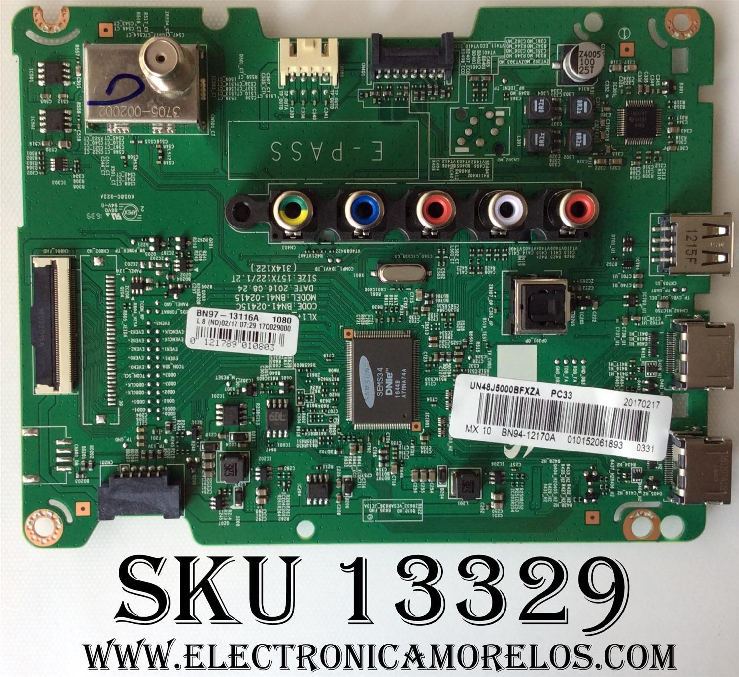 MAIN / SAMSUNG BN94-12170A / BN41-02415C / BN97-13116A / PARTE SUSTITUTA BN94-11383C / PANEL CY-JJ048BGEV4H / MODELO UN48J5000BFXZA BA03