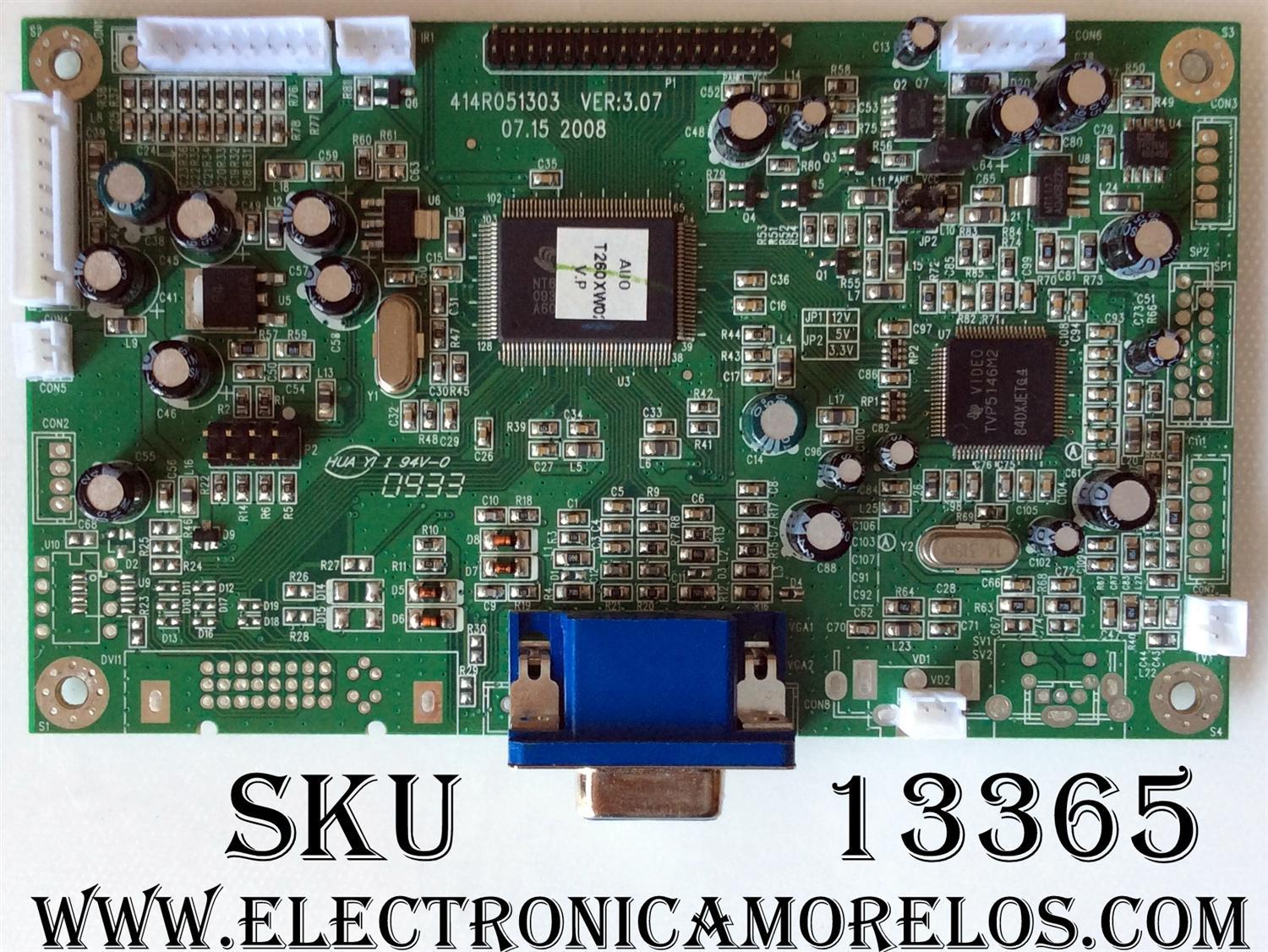 MAIN / DIGITAL 414R051303 / 414R051303 VER:3.07 / MODELO PVM 26 / PANEL T260XW02 V.P	