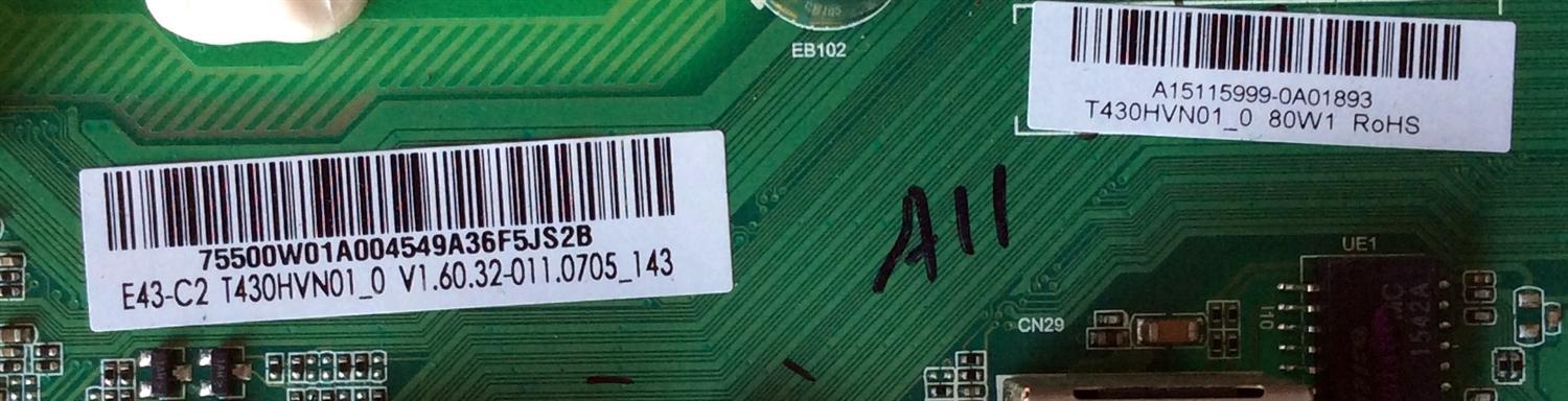 MAIN / VIZIO 755.00W01.A004 / 791.00W10.A001 / 75500W01A004 / TP.MT5580.PB75 / A15115999 / MODELO E43-C2 LWZ2SEAR / PANEL T430HVN01.2 - Imagen 2