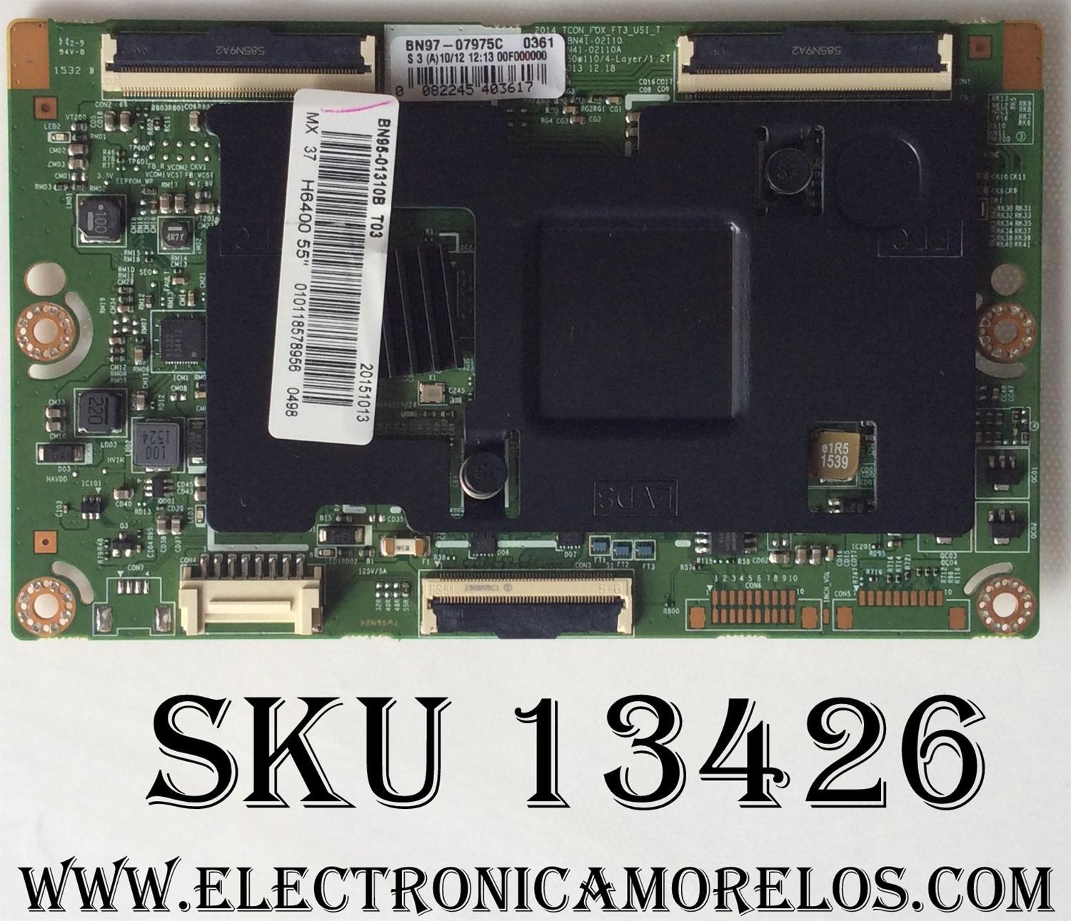 T-CON PARA TV SAMSUNG / NUMERO DE PARTE BN95-01310B / BN41-02110A / BN97-07975C / SUSTITUTAS BN95-01310A / BN95-30140A / PANEL'S CY-GH055CSLVCH / MODELOS UN55MU6300 / UN55H6300 / UN55H6400 / UN55J6300 / LH55DMEPLGA / HG55ND690 / HG55NC690 / UN55H6350