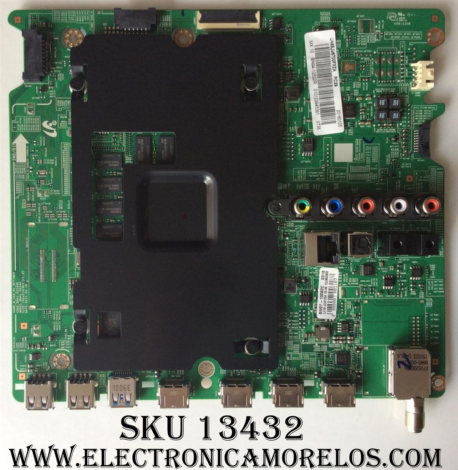 MAIN PARA TV SAMSUNG / NUMERO DE PARTE BN94-10522R / BN41-02344D / BN97-10062C / BN9410522R / PARTES SUSTITUTAS BN94-09030B / BN94-10057D / PANEL CY-WJ065HGLV6H / DISPLAY LSF650FN02-K01 / MODELO UN65JU6700 / UN65JU6700FXZA TD03