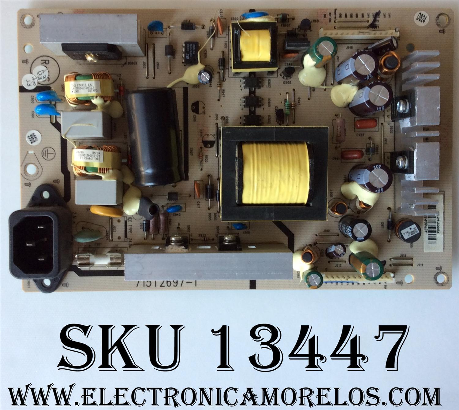 FUENTE DE PODER / PHILIPS 996510013024 / ADTV82416PA1 / 715T2697-1 / MODELO 32HFL3330D/27	