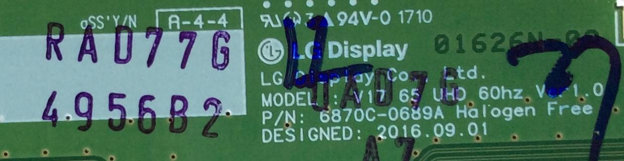 T-CON / LG 4956B / 6870C-0689A / MODELO 65UJ6540-UB.BUSYLJR / LC650EGE (FK) (M3)	 - Imagen 2