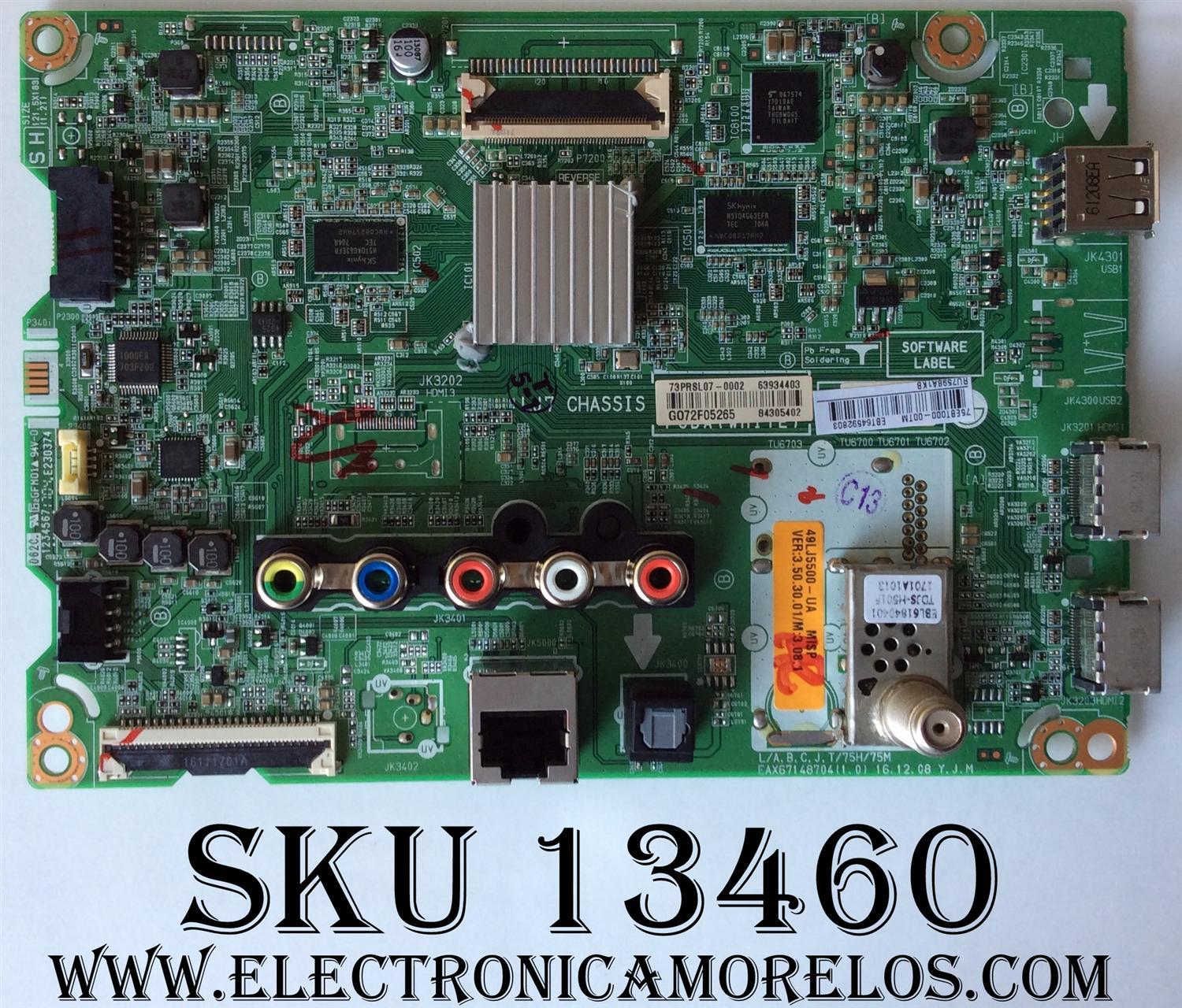 MAIN / LG EBT64592803 / EAX67148704(1.0) / 63934403 / MODELO 49LJ5500-UA.AUSYLOR / PANEL NC490DUE AAFX1	