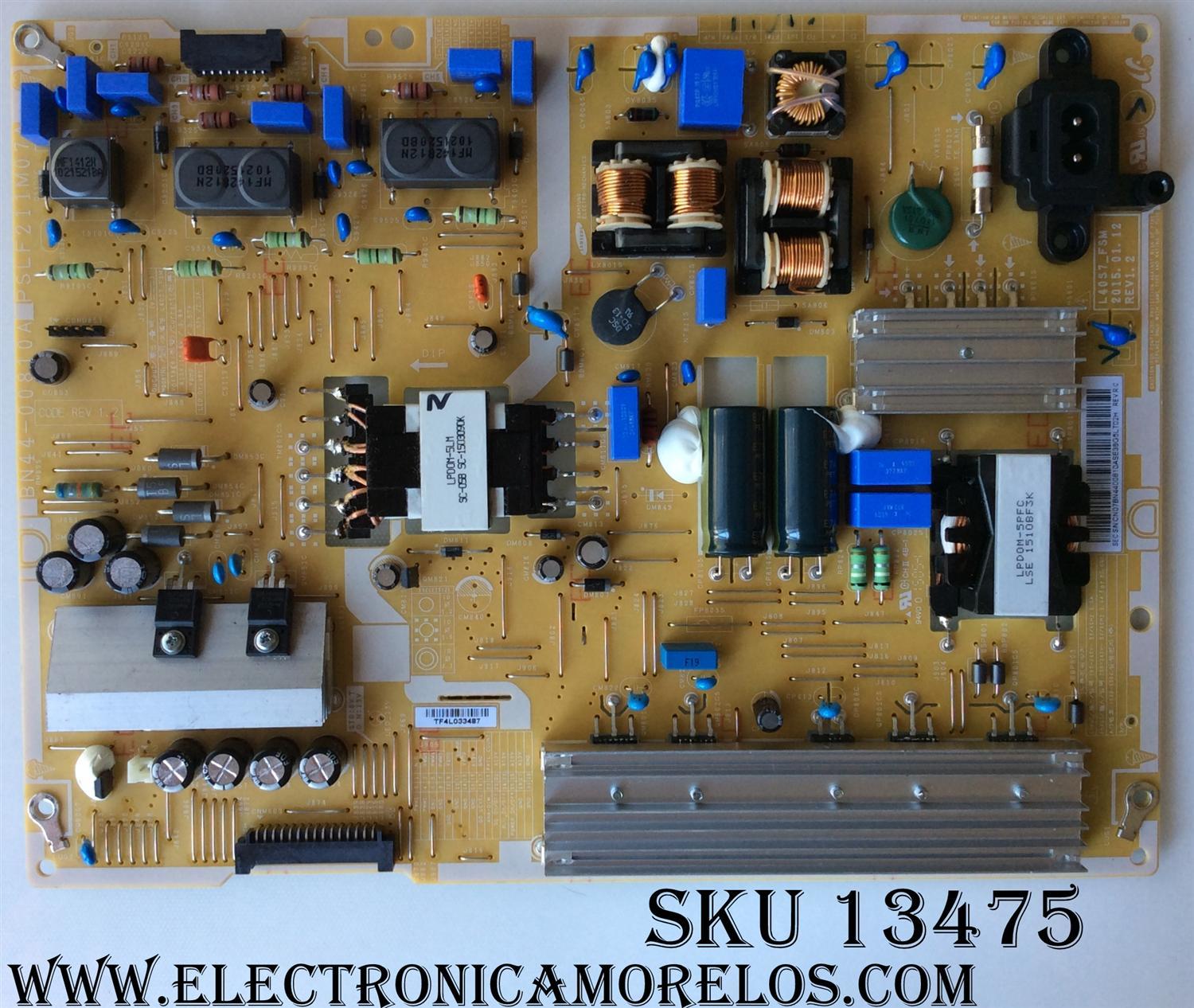 FUENTE DE PODER / SAMSUNG BN44-00810A / PSLF211M07A / L40S7_FSM / MODELO UN40JU7100FXZA TS01	