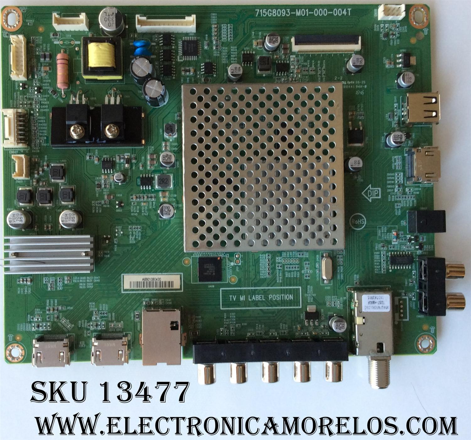 MAIN ORIGINAL PARA TV VIZIO / NUMERO DE PARTE XFCB02K062 / 715G8093-M01-000-004T / 756TXFCB02K062 / 756TXFCB02K0620 / PANEL TPT430H3-DUYSHA.G REV:S1G / MODELOS D43-D1 / D43-D1 LTT7ULBS / D43-D1 LTT7ULCS