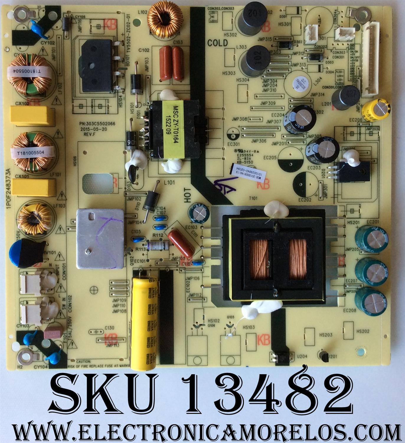 FUENTE DE PODER / JVC 1010029840 / 1010029840-02094 / 303C5502066 / 1POF248373A / MODELO LT-43EM75 AAP 