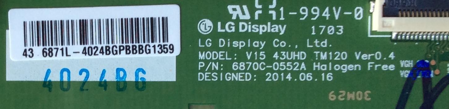 T-CON / PHILIPS 6871L-4024B / 6870C-0552A / MODELO BDM4350UC/00 /  E43-E2 LWZJVWLT	 - Imagen 2