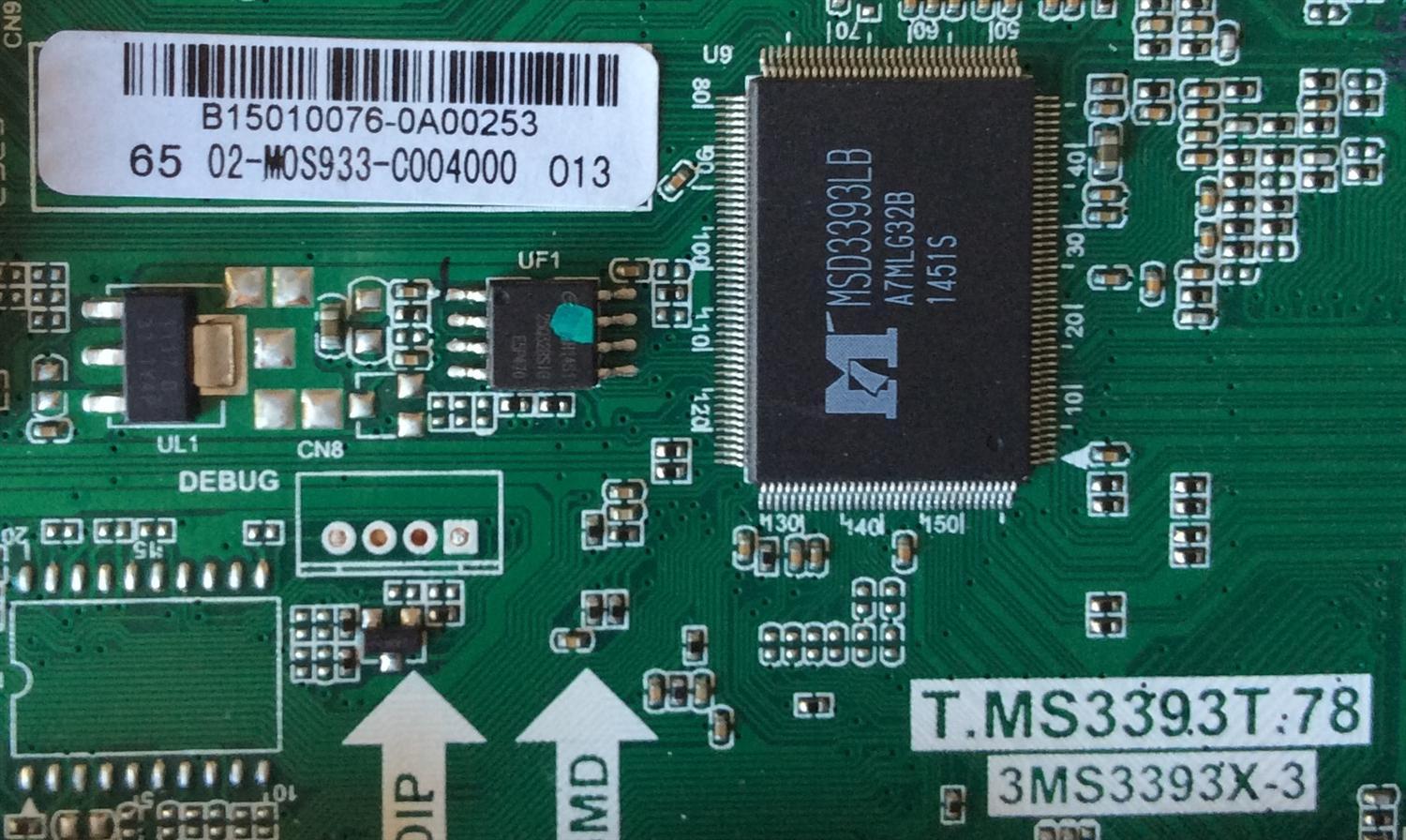 MAIN / SANYO B15010076 / 02-M0S933-C004000 / T.MS3393T.78 / 3MS3393X-3 / MODELO FW65D25T	 - Imagen 2