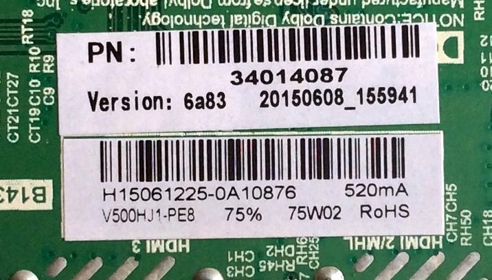 MAIN / ELEMENT 34014087 / TP.MS3393.PB851 / MODELO ELEFW505 F5C0M / PANEL V500HJ1-PE8 Rev. C3	 - Imagen 2