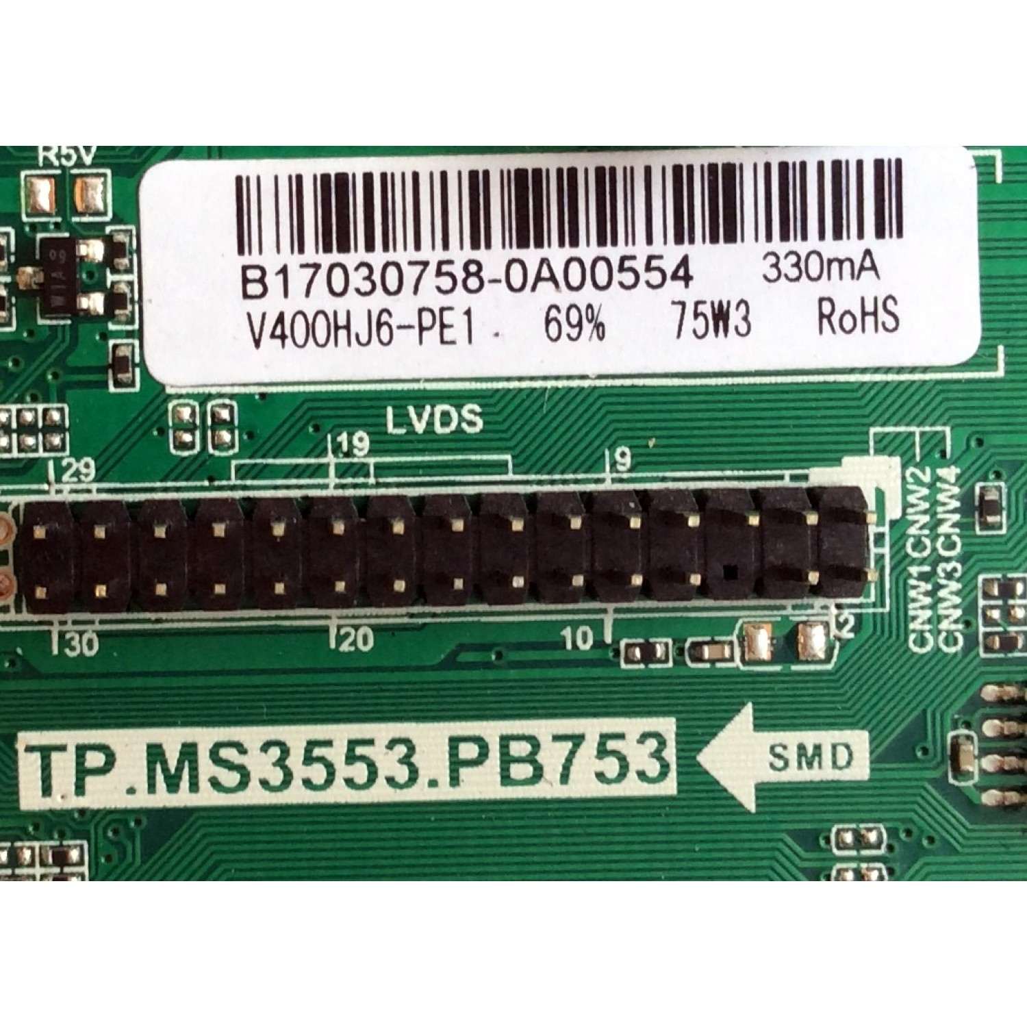 MAIN / FUENTE (COMBO) B17030758 / TP.MS3553.PB753 / MODELO E40 CNSV53DB / PANEL V400HJ6-PE1	 - Imagen 2